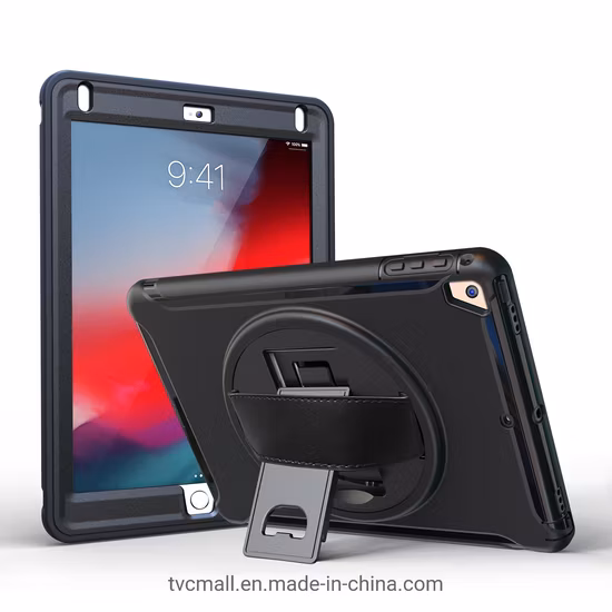 360 Degree Rotable TPU + PC Tablet Case with Kickstand and Adjustable Hand Strap for iPad 9.7 (2018) / 9.7 (2017) / Air / Air 2/ PRO 9.7 (2016)