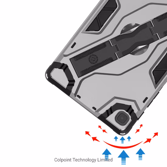 Shield Style Scratch-Resistant Anti-Drop PC+TPU Tablet Protective Case with Strap Kickstand for Samsung Galaxy Tab A7 Lite 8.7-Inch Sm-T220/Sm-T225 - Dark Grey