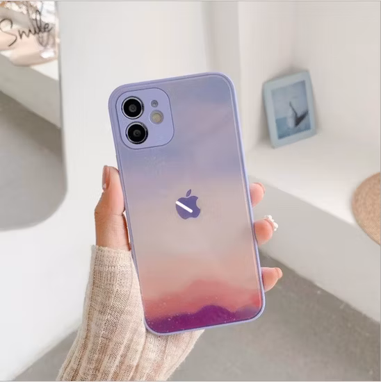 New Fashion Watercolor Tempered Glass Silicone Phone Case for iPhone 13 Promax 12 Promax