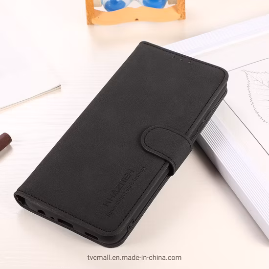 Khazneh for Samsung Galaxy A13 4G Full Body Protection PU Leather + TPU Wallet Phone Case with Foldable Stand - Black