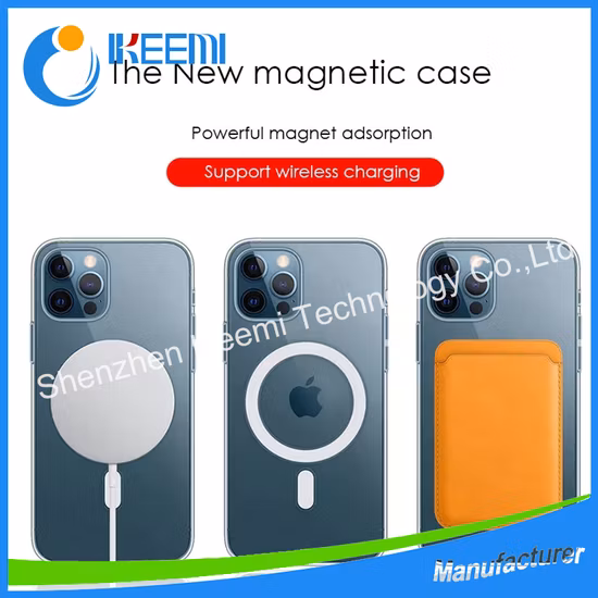 TPU PC Wireless Charging Clear Phone Case for iPhone 13 Back Cover Shockproof Magnetic Phone Case for iPhone 12 13 14 PRO