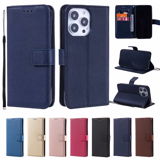 Business Style PC TPU Anti Drop PU Leather Mobile Phone Case with Card Holder for iPhone 14